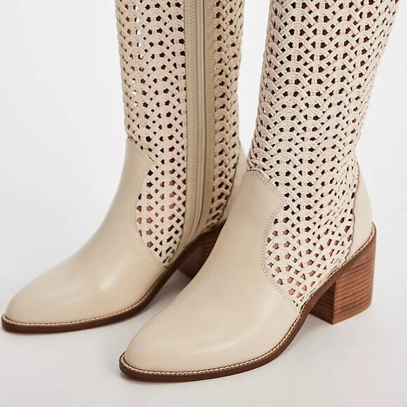 NEW KELSI DAGGER Echo Crochet High Shaft Boots in shell for women 825 8j4 - Picture 7 of 16